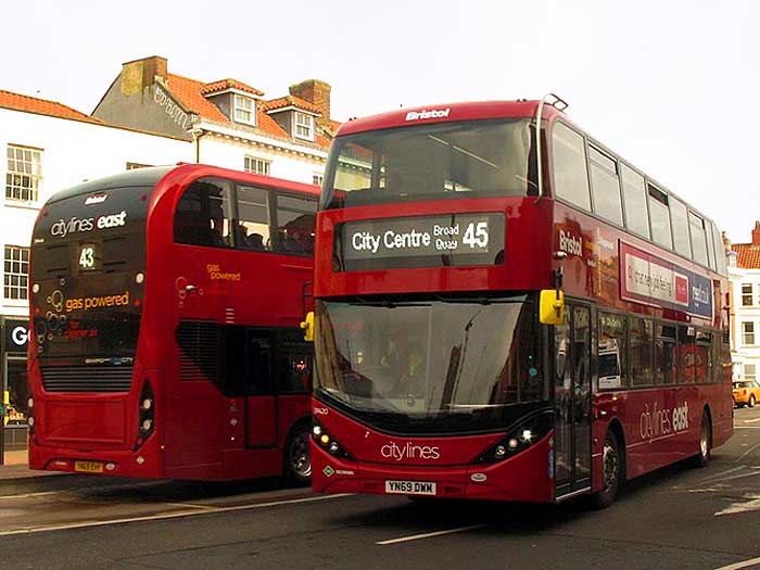 Two Ciylines double-deckers