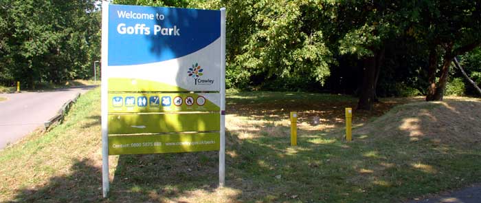 The entrance to Goffs Park